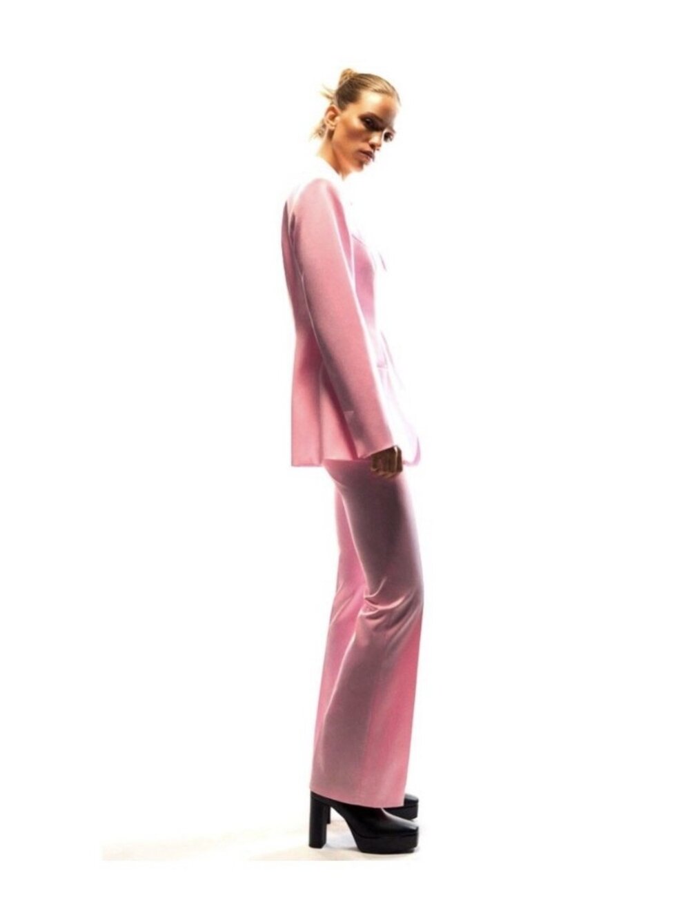 Zara 1608/339/620 Y2k Solid Pink Satin Flare High Rise Pants Trousers Medium